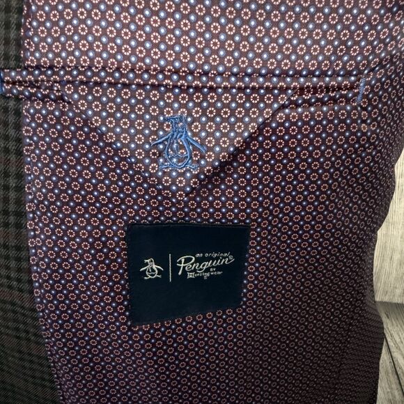Original Penguin 40S Multicolor Check Polyester Blend Dual-Vent Sports Coat - Picture 5 of 8